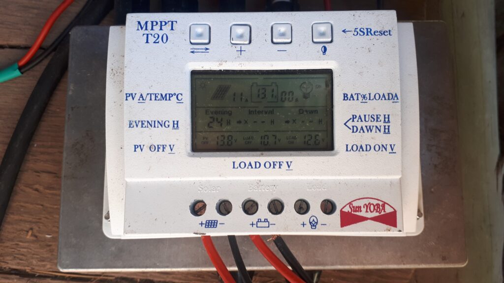 MPPT solar charge controller used with three off-grid solar panels